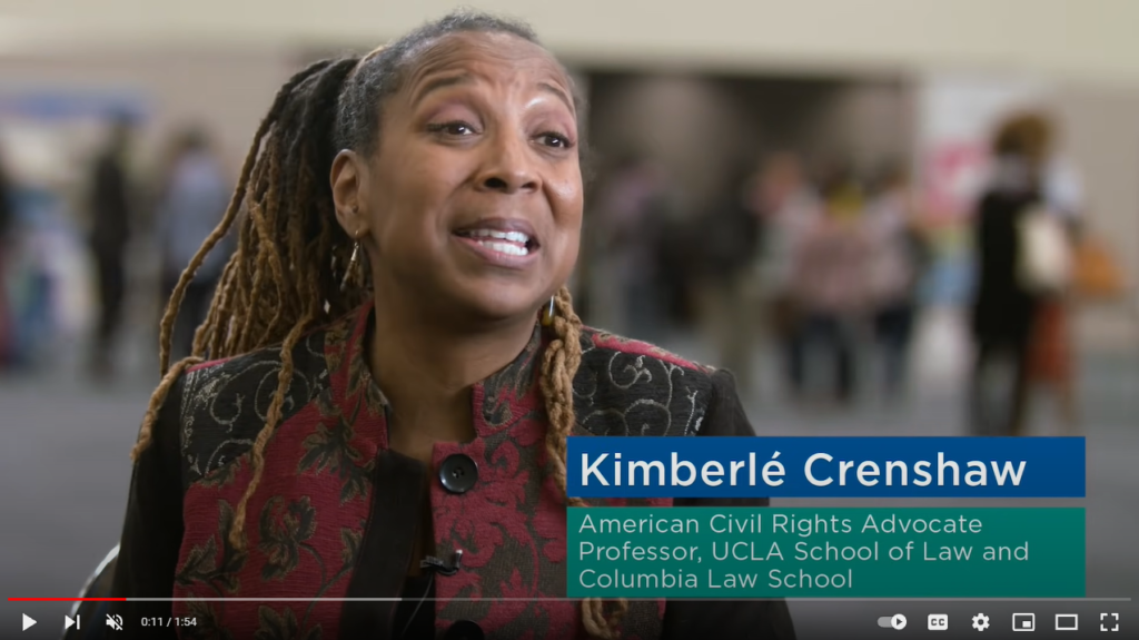 Professor Kimberlé Crenshaw speaks to the camera about intersectionality.