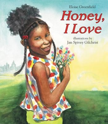 An illustration of a young African American girl looking over her shoulder and smiling.