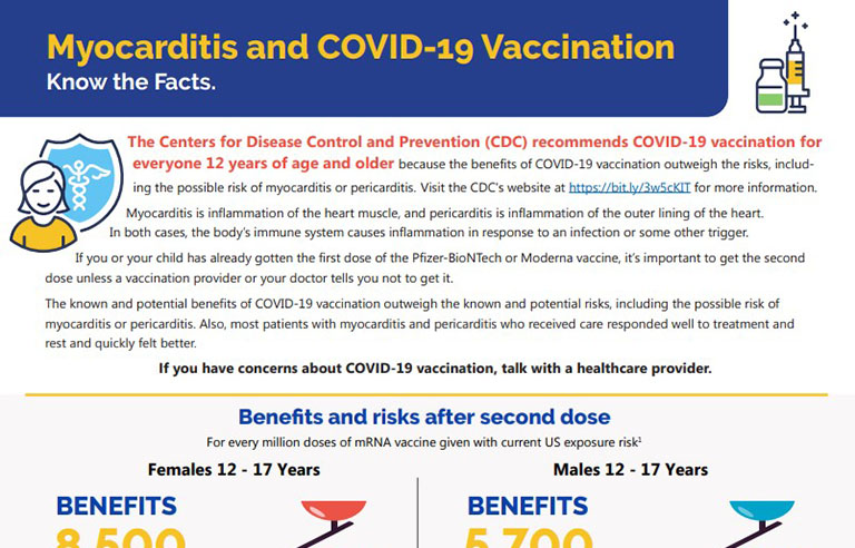 A screenshot of a fact sheet with the headline 'get vaccinated.'