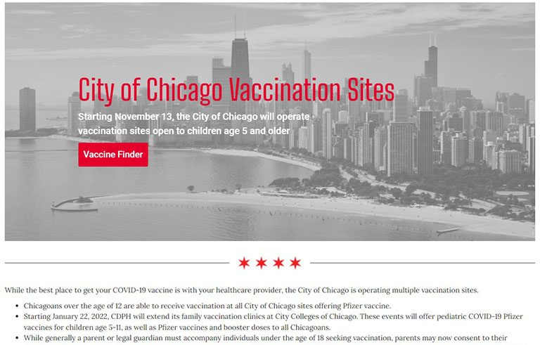 City of Chicago Vaccination Sites.