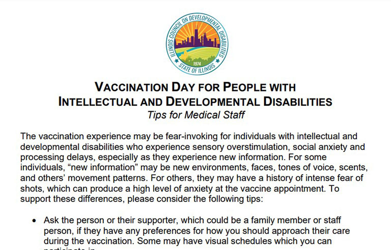 VACCINATION DAY FOR PEOPLE WITH INTELLECTUAL AND DEVELOPMENTAL DISABILITIES, tips for medical staff