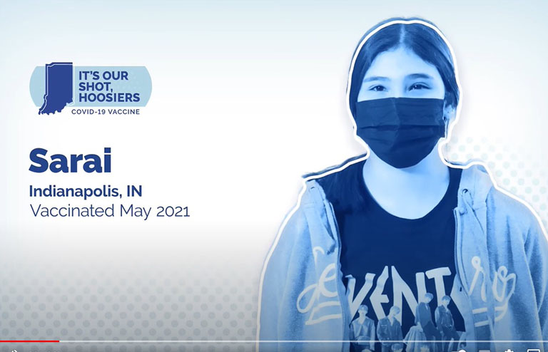 Video thumbnail showing a young person wearing a mask.