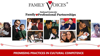 A collage of family photos under the Family Voices Logo.