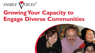 Document titled 'growing your capacity to engage diverse communities' with a photo of a family.