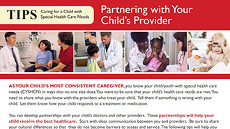 Screenshot of the partnering with your child's provider document. 