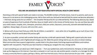 A document with the Family Voices logo on top and paragraph text below. 