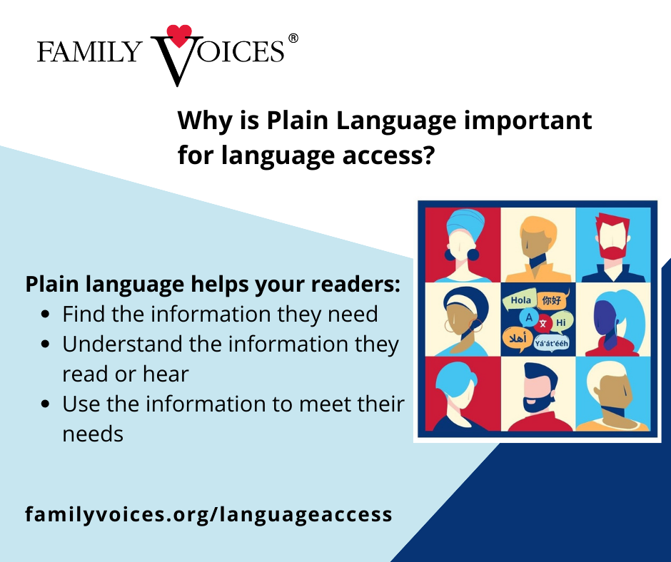 Plain language helps your readers find the information they need, understand the information they read or hear, and use the information to meet their needs. 