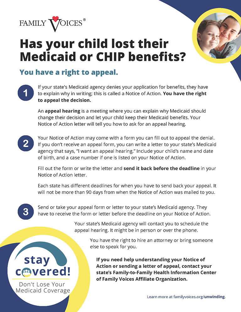 A preview of the tip sheet describing the right to appeal if your child lost their Medicaid or CHIP benefits.