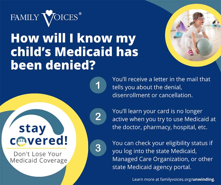 How will I know my child's Medicaid has been denied? Infographic.