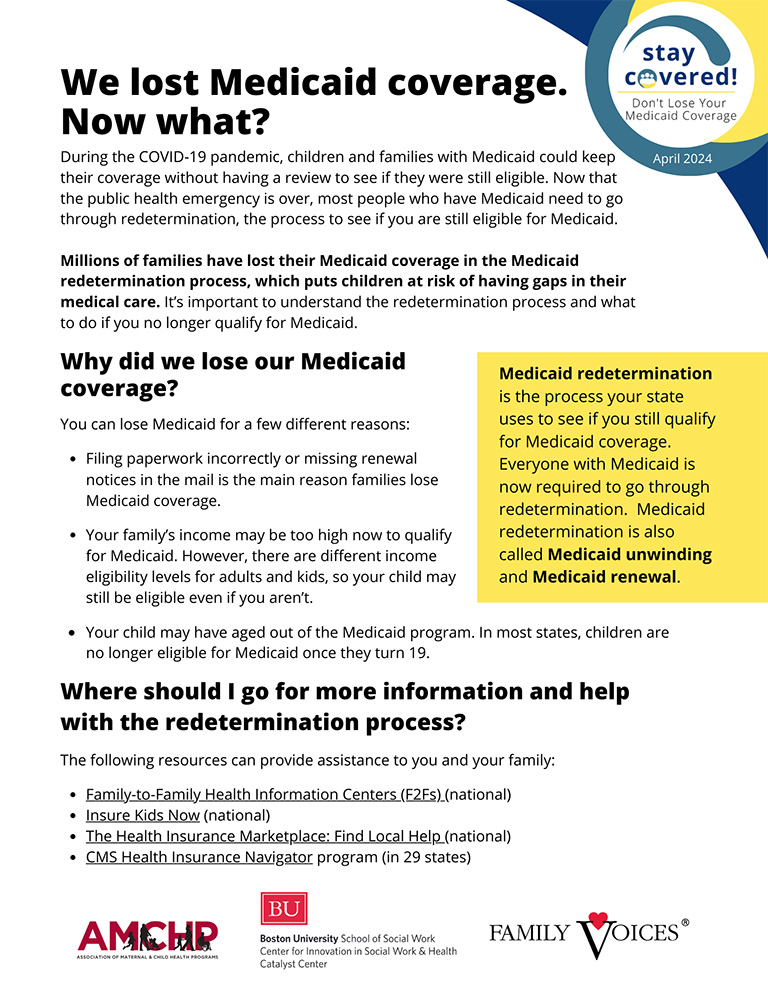 A preview of the tip sheet describing where to get more information if your child lost their Medicaid or CHIP benefits.