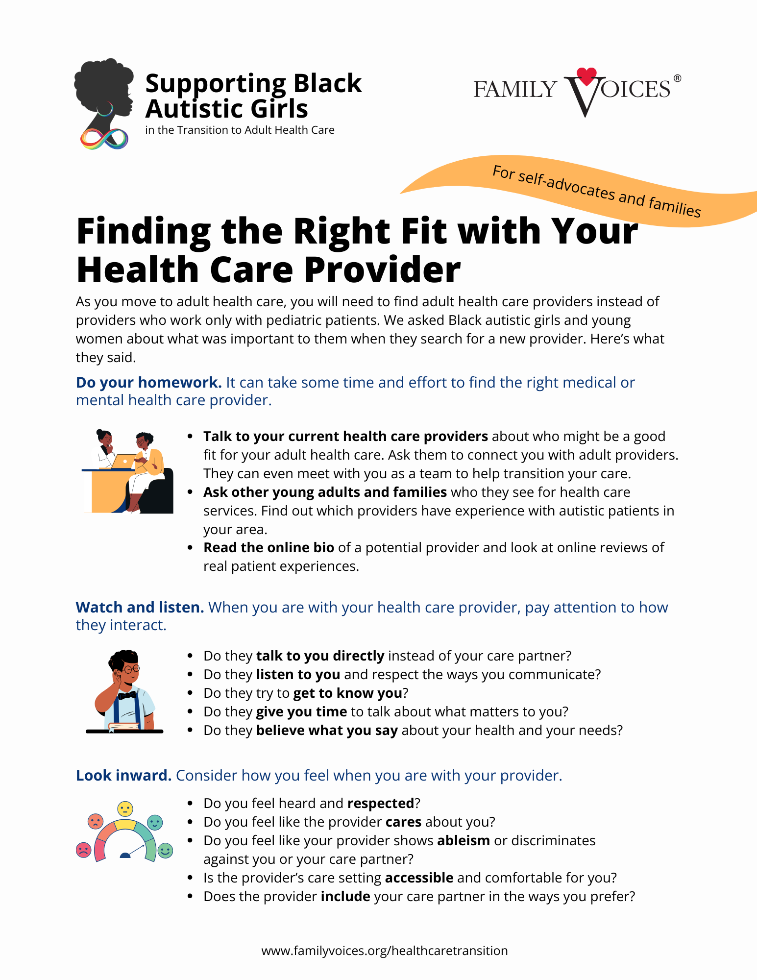 Cover page with a collage of profiles of youth, for the info brief about meeting the health care transition needs of youth with intellectual and developmental disabilities in the juvenile justice system.