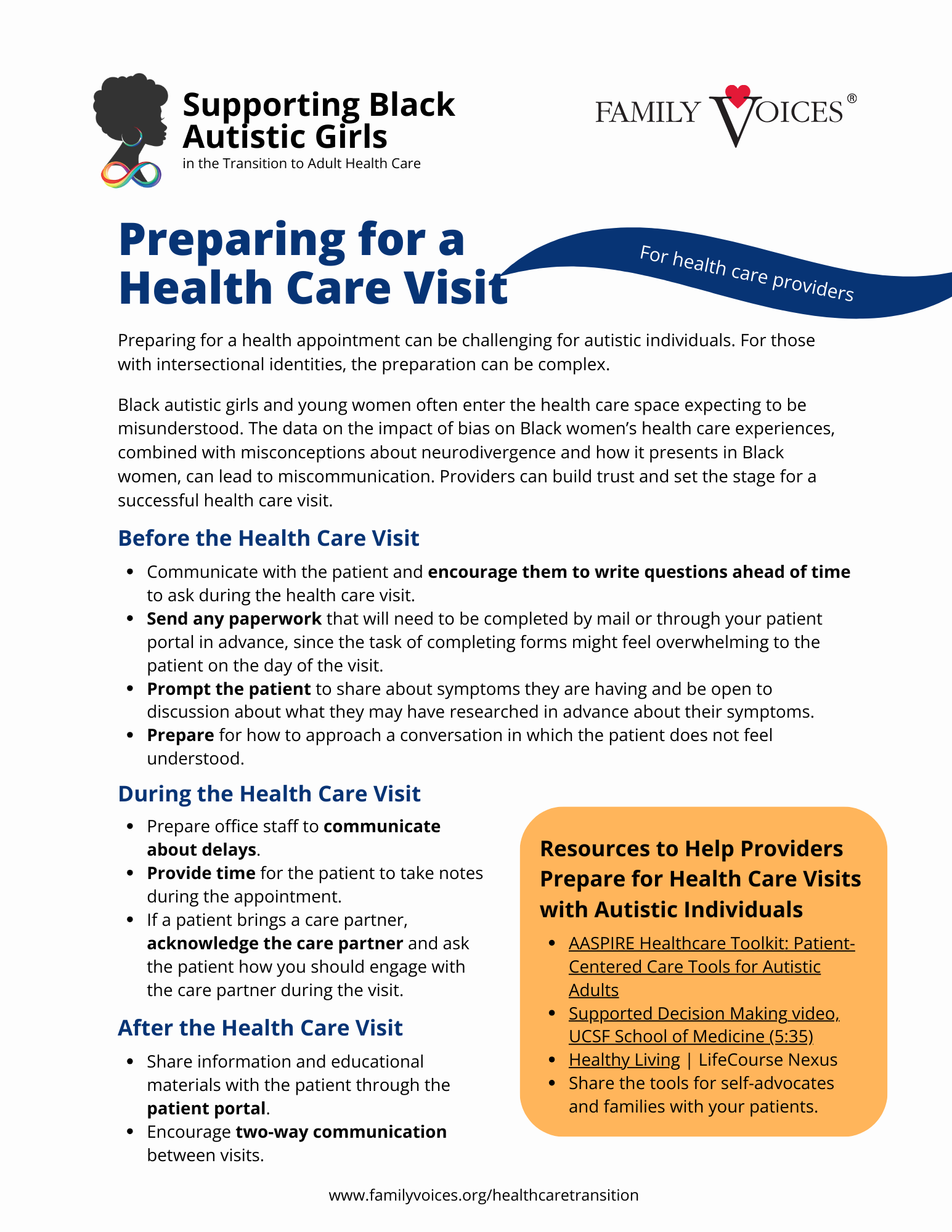 Flyer for National Center for Transition to Adult Health Care for Youth with Disabilities