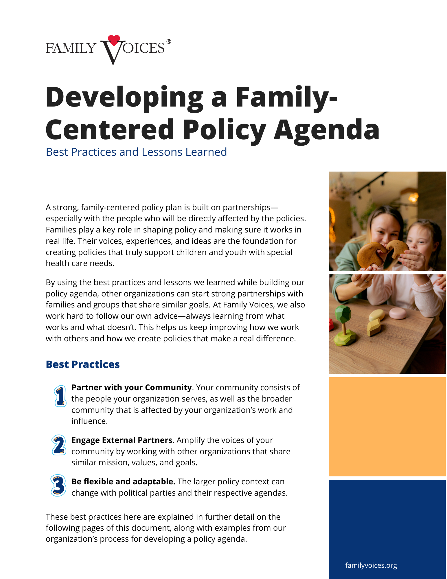 Developing a Family Centered Policy Agenda