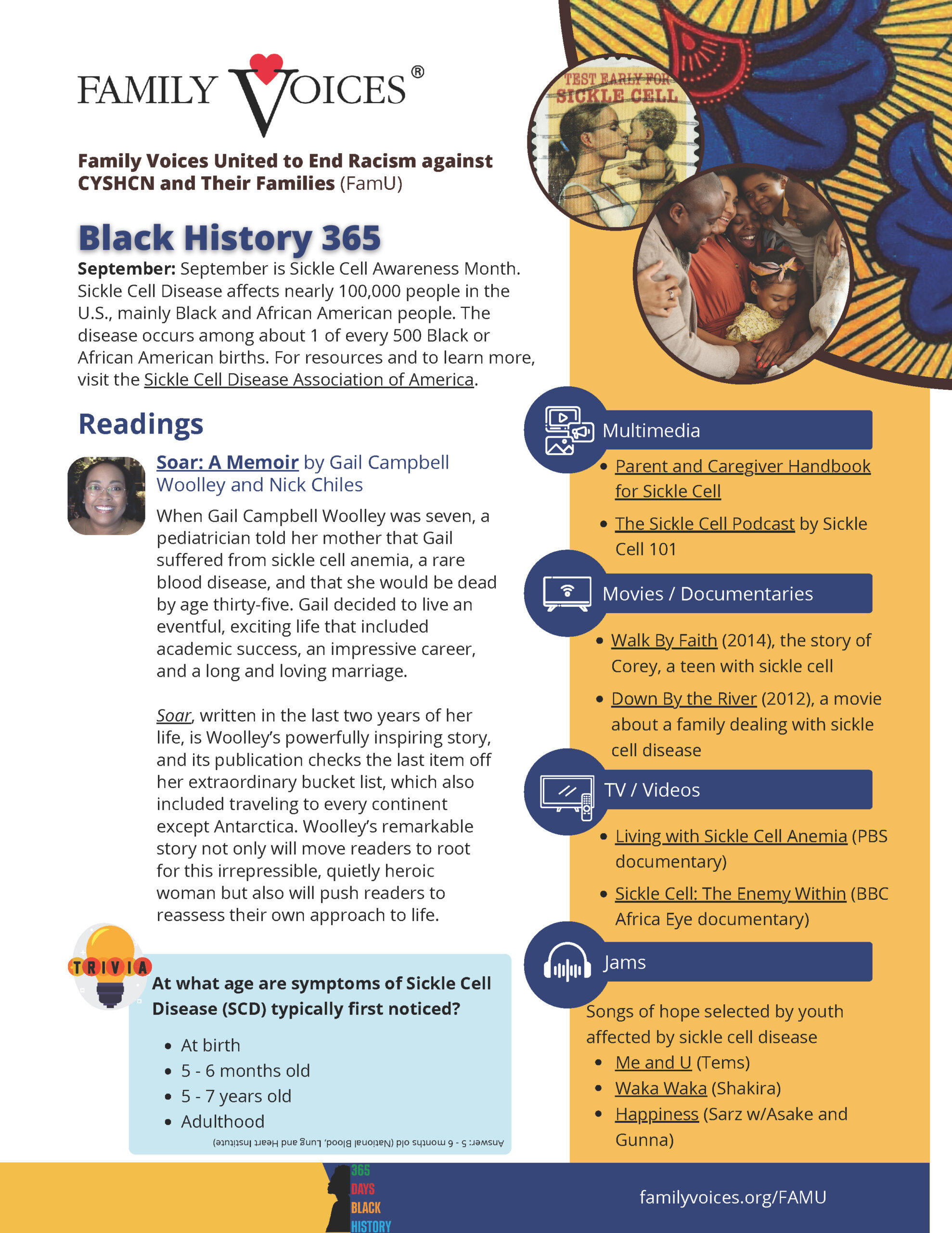 Preview of the Black History 365 document for the month of September. A colorfully designed collection of links to resources.