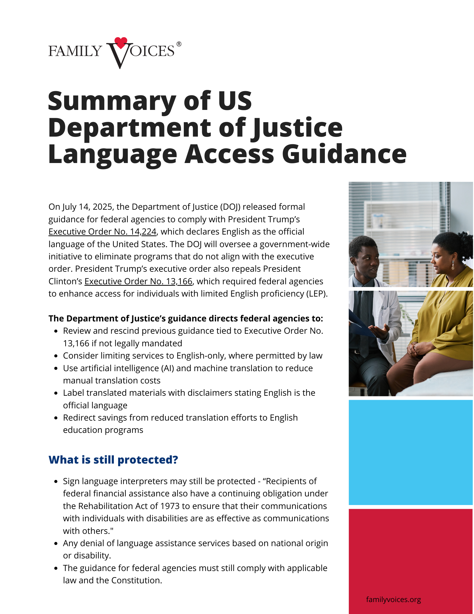 Cover page of the DOJ Language Access Guidance Plain Language Reader